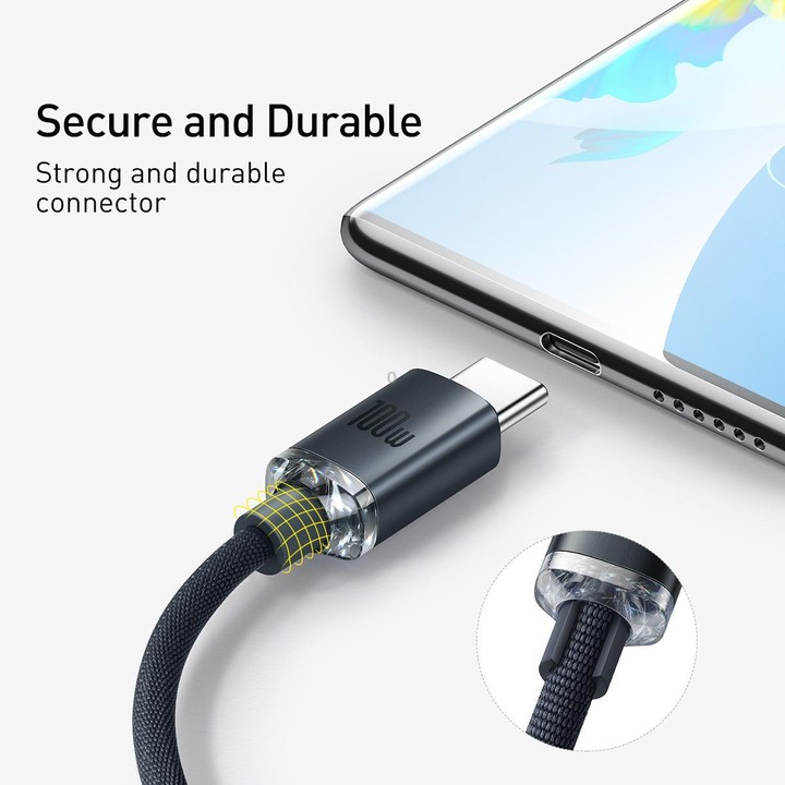 Baseus Crystal Shine Series Fast Charging Cable USB to Type-C 100W Cable, Length:1.2m(Black)