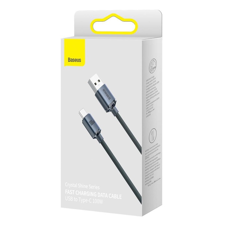 Baseus Crystal Shine Series Fast Charging Cable USB to Type-C 100W Cable, Length:1.2m(Black)