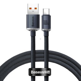 Baseus Crystal Shine Series Fast Charging Cable USB to Type-C 100W Cable, Length:1.2m(Black)