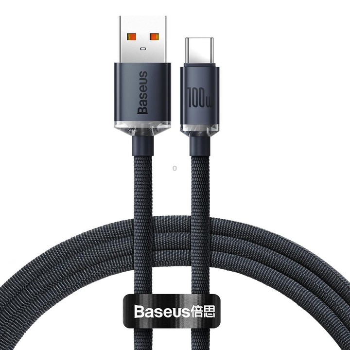 Baseus Crystal Shine Series Fast Charging Cable USB to Type-C 100W Cable, Length:1.2m(Black)