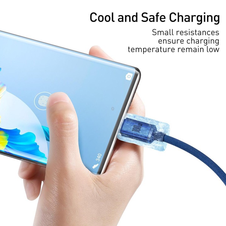 Baseus Crystal Shine Series Fast Charging Cable USB to Type-C 100W Cable, Length:1.2m(Blue)