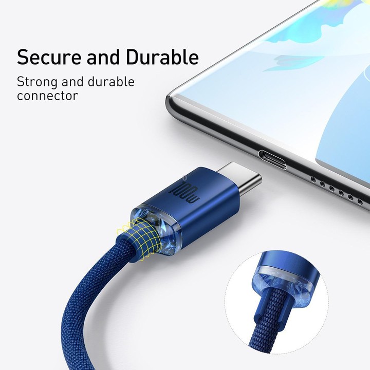 Baseus Crystal Shine Series Fast Charging Cable USB to Type-C 100W Cable, Length:1.2m(Blue)