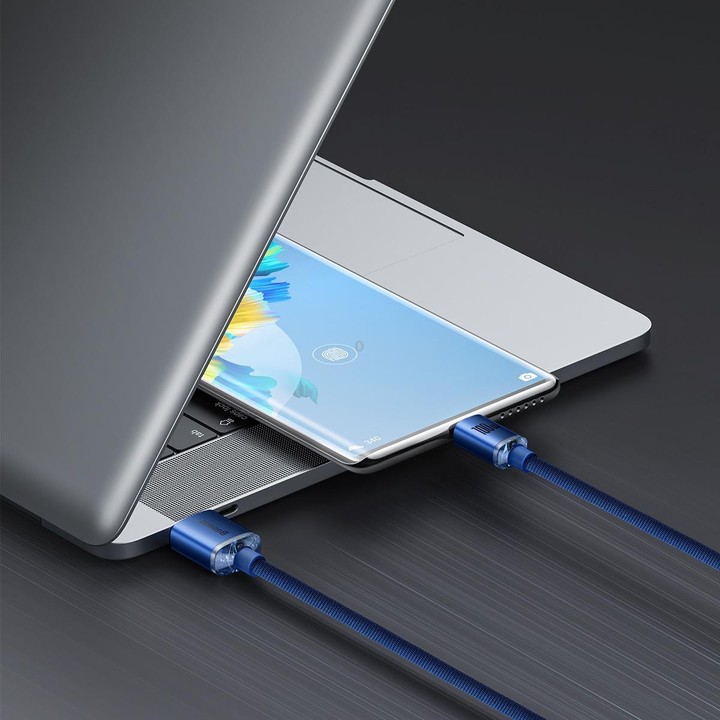 Baseus Crystal Shine Series Fast Charging Cable USB to Type-C 100W Cable, Length:1.2m(Blue)