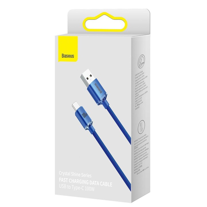 Baseus Crystal Shine Series Fast Charging Cable USB to Type-C 100W Cable, Length:1.2m(Blue)