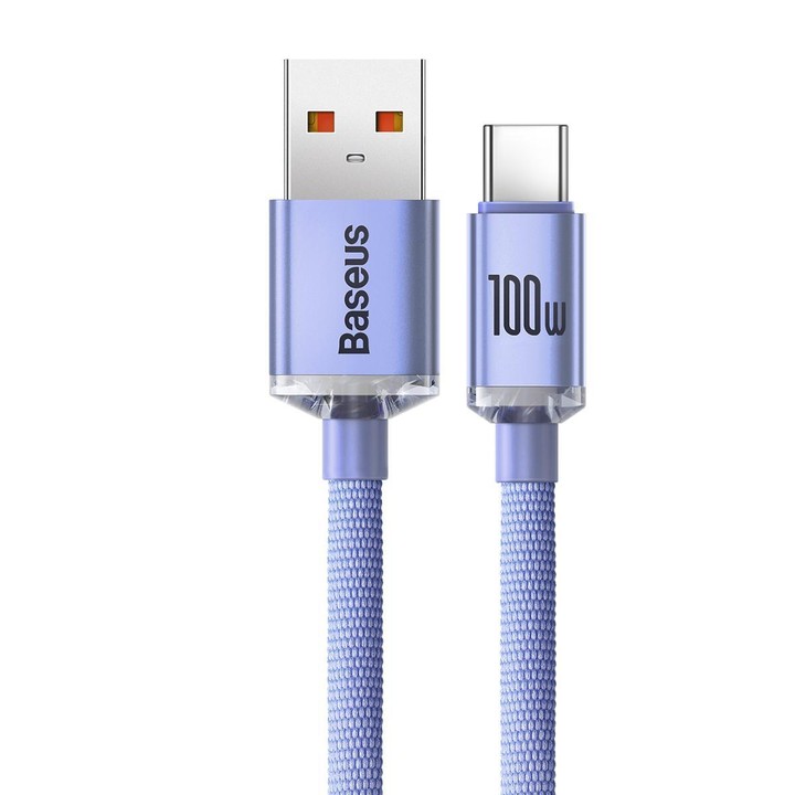 Baseus Crystal Shine Series Fast Charging Cable USB to Type-C 100W Cable, Length:1.2m(Purple)