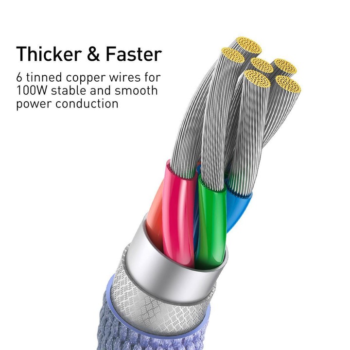 Baseus Crystal Shine Series Fast Charging Cable USB to Type-C 100W Cable, Length:1.2m(Purple)