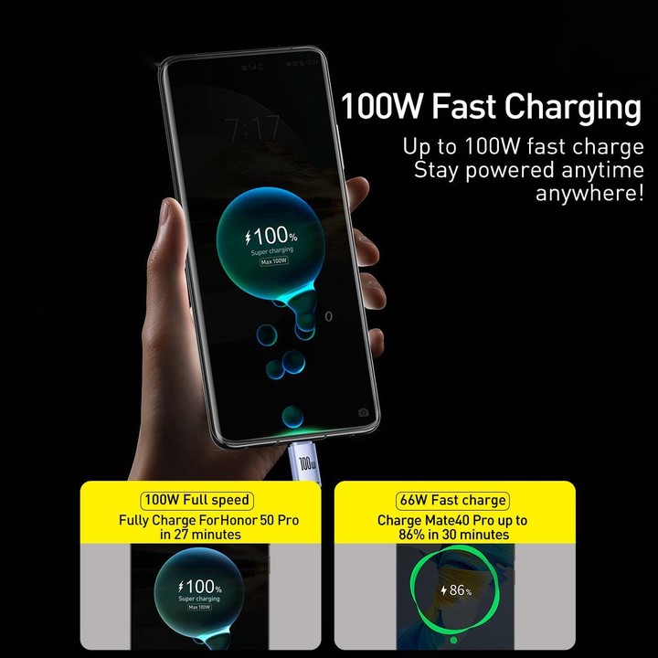 Baseus Crystal Shine Series Fast Charging Cable USB to Type-C 100W Cable, Length:1.2m(Purple)