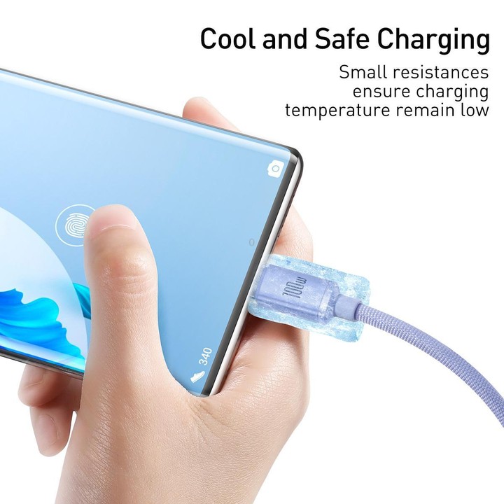 Baseus Crystal Shine Series Fast Charging Cable USB to Type-C 100W Cable, Length:1.2m(Purple)