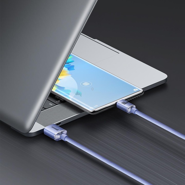 Baseus Crystal Shine Series Fast Charging Cable USB to Type-C 100W Cable, Length:1.2m(Purple)