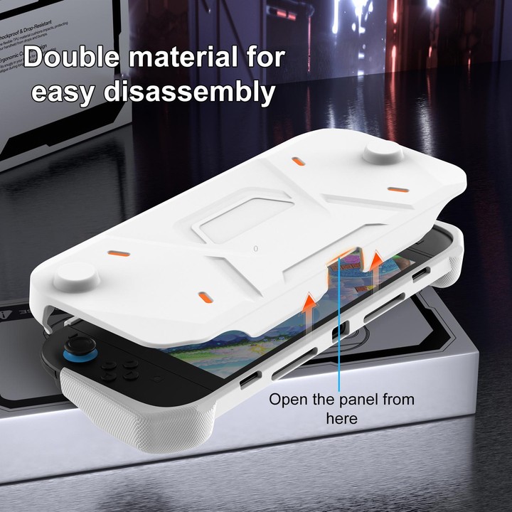 For Nintendo Switch 2 XDcase Mecha Style TPU Middle Frame & PC Front Cover Protective Case(White)