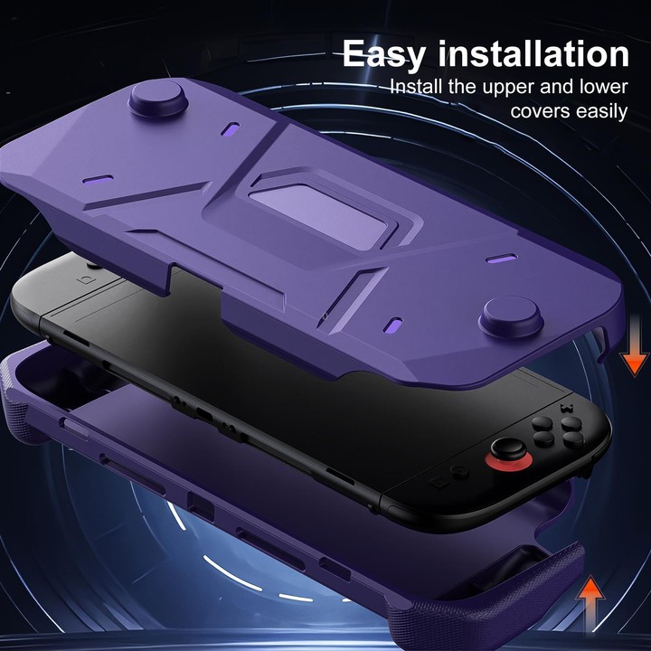 For Nintendo Switch 2 XDcase Mecha Style TPU Middle Frame & PC Front Cover Protective Case(Purple)