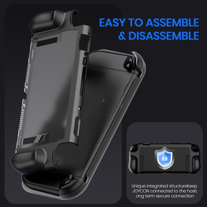 For Nintendo Switch 2 XDcase Transparent Armor Soft-Touch TPU Protective Case with Front Cover(Black)