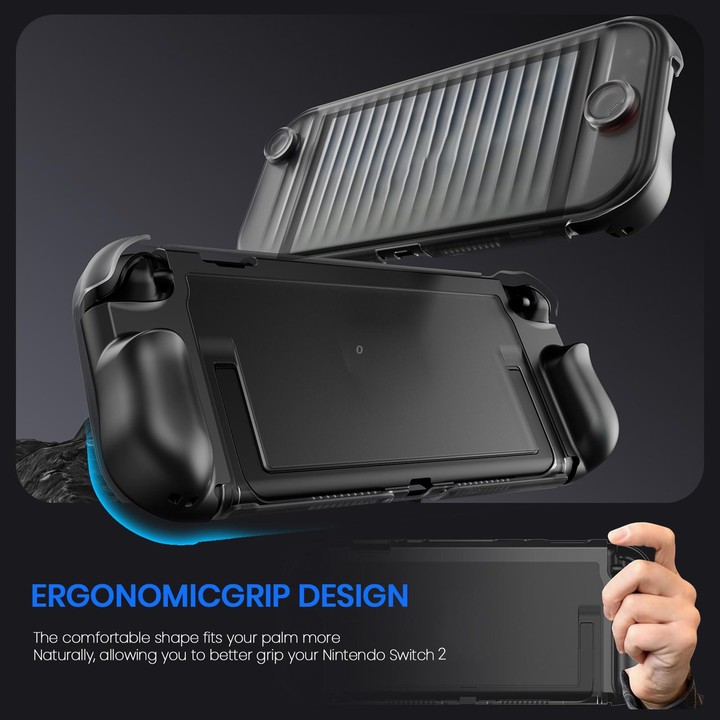 For Nintendo Switch 2 XDcase Transparent Armor Soft-Touch TPU Protective Case with Front Cover(Black)