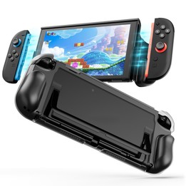 For Nintendo Switch 2 XDcase Transparent Armor Soft-Touch TPU Protective Case with Front Cover(Black)