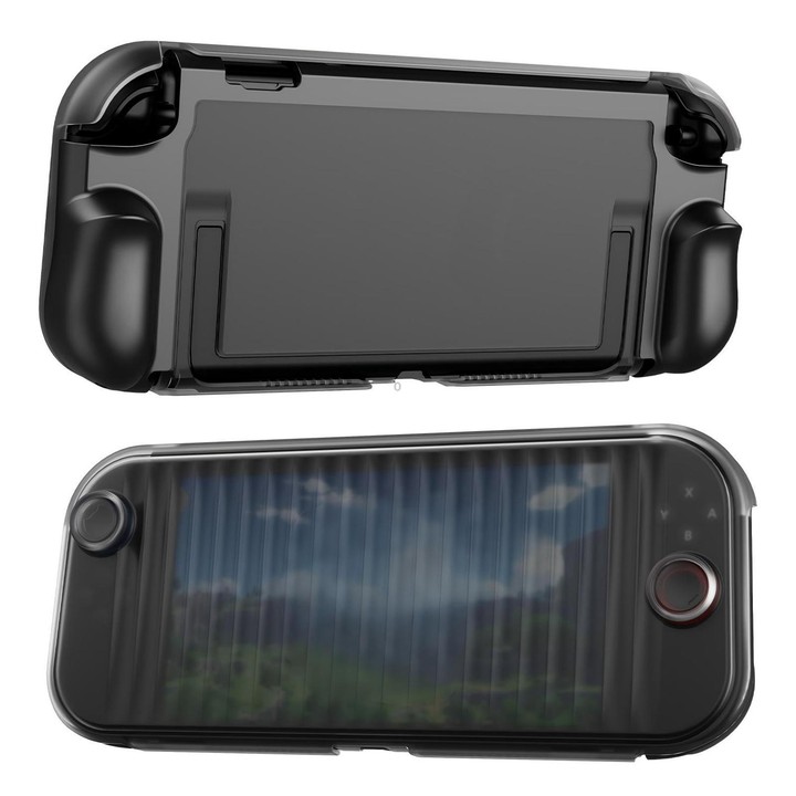 For Nintendo Switch 2 XDcase Transparent Armor Soft-Touch TPU Protective Case with Front Cover(Black)