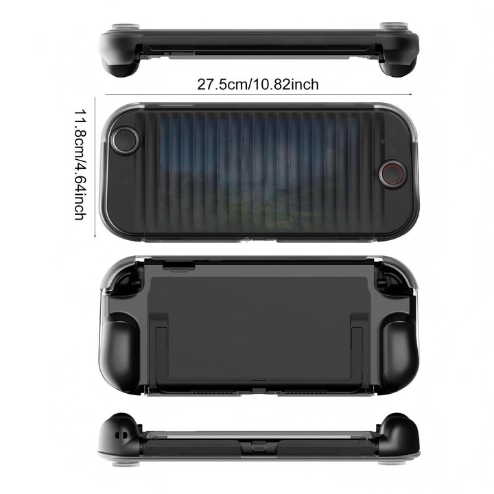 For Nintendo Switch 2 XDcase Transparent Armor Soft-Touch TPU Protective Case with Front Cover(Black)