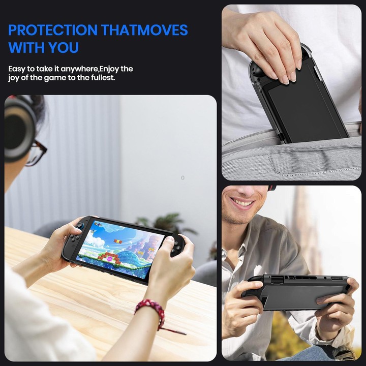 For Nintendo Switch 2 XDcase Transparent Armor Soft-Touch TPU Protective Case with Front Cover(Black)
