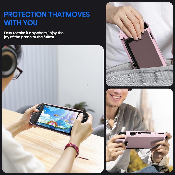 For Nintendo Switch 2 XDcase Transparent Armor Soft-Touch TPU Protective Case with Front Cover(Pink)