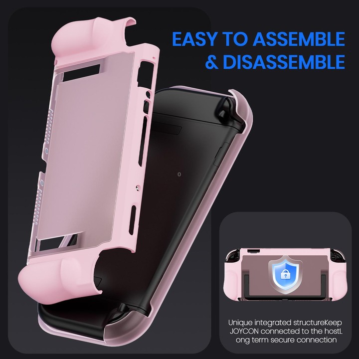 For Nintendo Switch 2 XDcase Transparent Armor Soft-Touch TPU Protective Case with Front Cover(Pink)