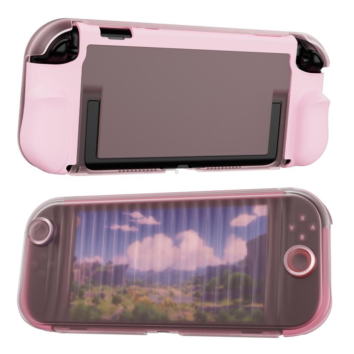 For Nintendo Switch 2 XDcase Transparent Armor Soft-Touch TPU Protective Case with Front Cover(Pink)