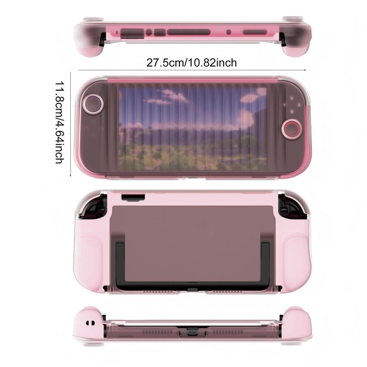 For Nintendo Switch 2 XDcase Transparent Armor Soft-Touch TPU Protective Case with Front Cover(Pink)