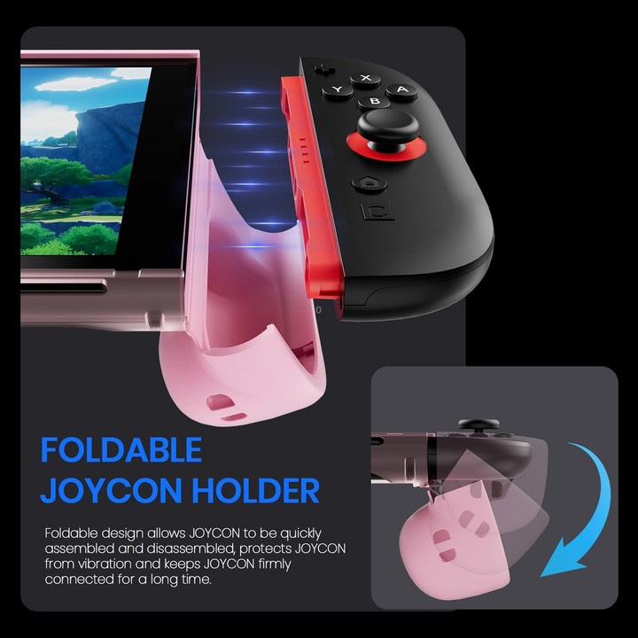 For Nintendo Switch 2 XDcase Transparent Armor Soft-Touch TPU Protective Case with Front Cover(Pink)