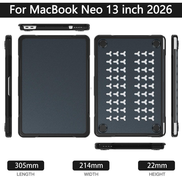 For MacBook Neo 13 inch 2026 A3404 Translucent Laptop Protective Case(Transparent Black)