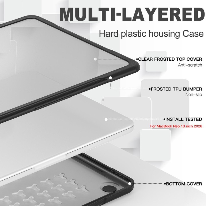 For MacBook Neo 13 inch 2026 A3404 Translucent Laptop Protective Case(Transparent)
