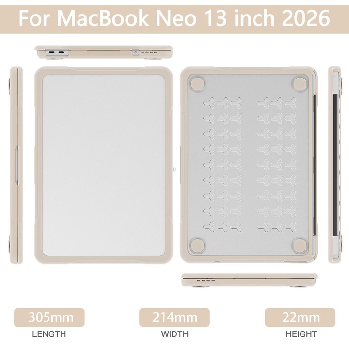 For MacBook Neo 13 inch 2026 A3404 Translucent Laptop Protective Case(Khaki)