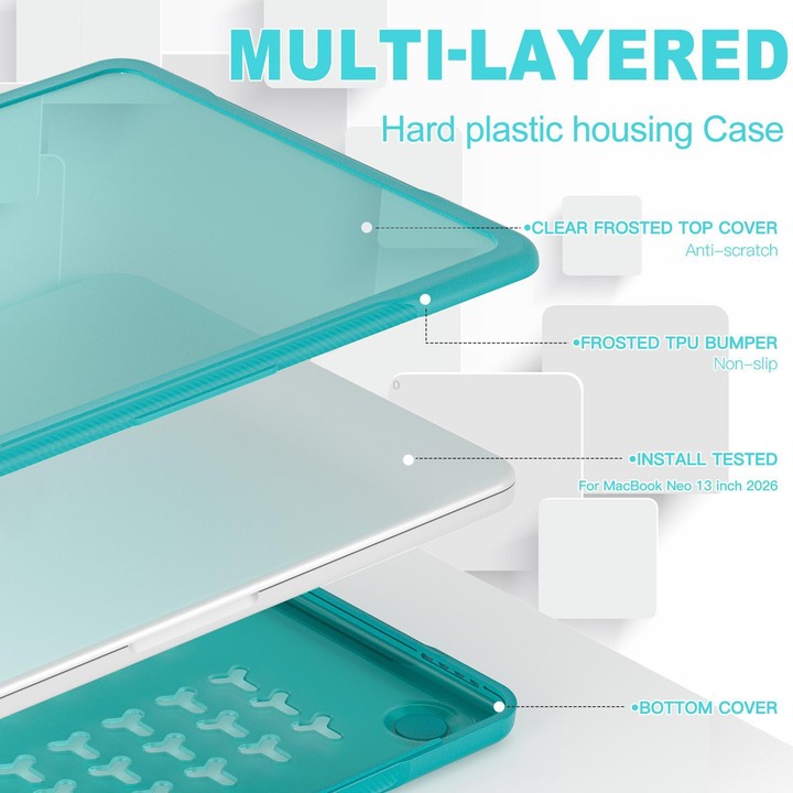 For MacBook Neo 13 inch 2026 A3404 Translucent Laptop Protective Case(Light Blue)