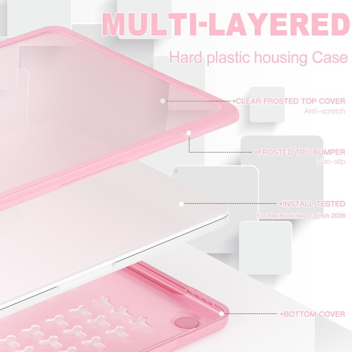 For MacBook Neo 13 inch 2026 A3404 Translucent Laptop Protective Case(Pink)