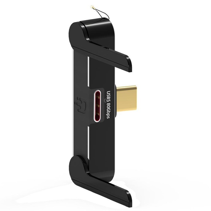 DOONJIEY 16K 80Gbps USB5 Type-C Full Function Holder Adapter(Black)