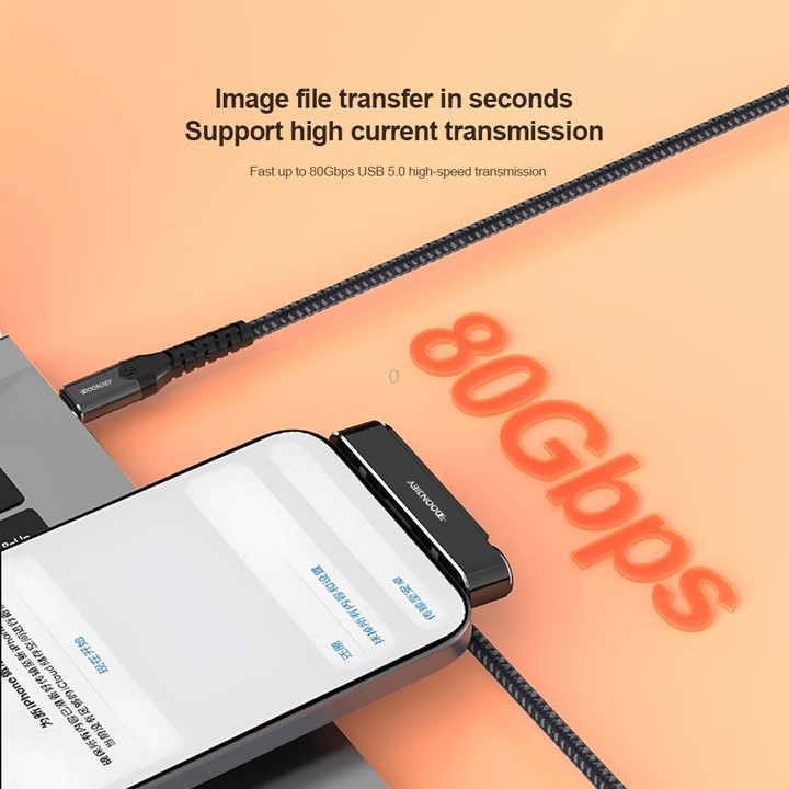 DOONJIEY 16K 80Gbps USB5 Type-C Full Function Holder Adapter(Black)