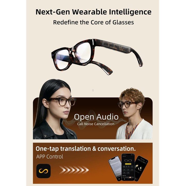 E06D 13MP 1080P 30FPS Dual-Mic Noise Cancellation AI Smart Glasses with Voice / Calling(White to Gray Lenses)