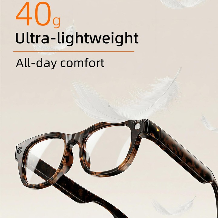 E06D 13MP 1080P 30FPS Dual-Mic Noise Cancellation AI Smart Glasses with Voice / Calling(White to Gray Lenses)