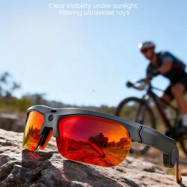 E08 13MP 1080P 30FPS AI Cycling Smart Glasses with Voice / Calling(Black)