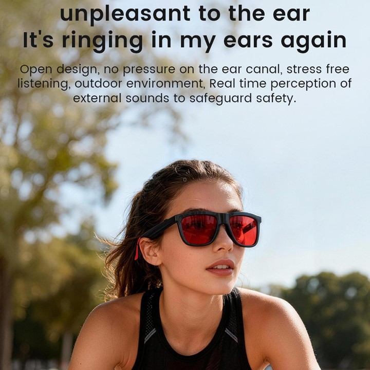 E05C Dual-Mic Noise Cancellation Smart Glasses Support Music / Calling, Version:With AI(Black)