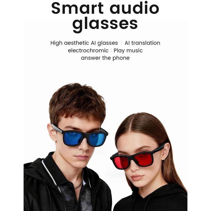 E05C Dual-Mic Noise Cancellation Smart Glasses Support Music / Calling, Version:With AI(Black)