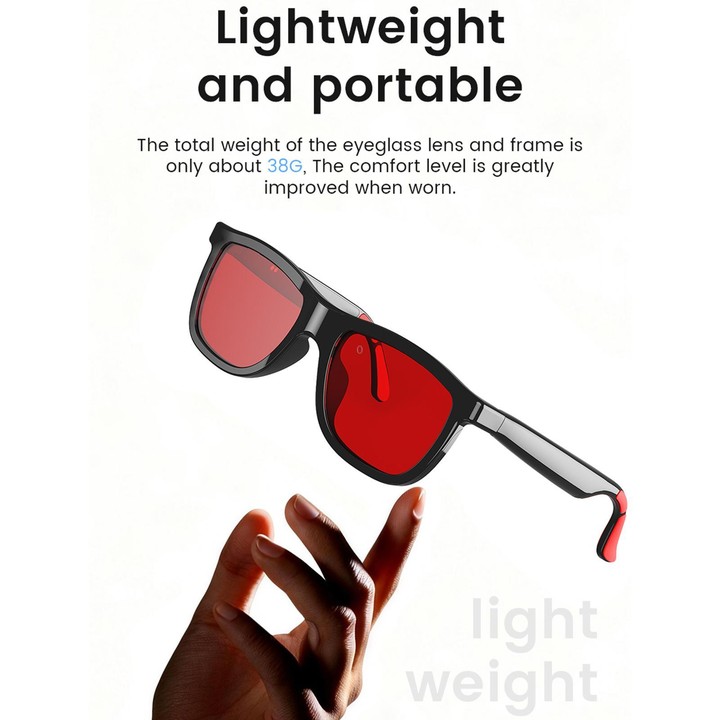 E05C Dual-Mic Noise Cancellation Smart Glasses Support Music / Calling, Version:With AI(Black)