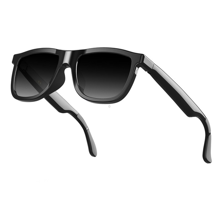 E05C Dual-Mic Noise Cancellation Smart Glasses Support Music / Calling, Version:With AI(Black)