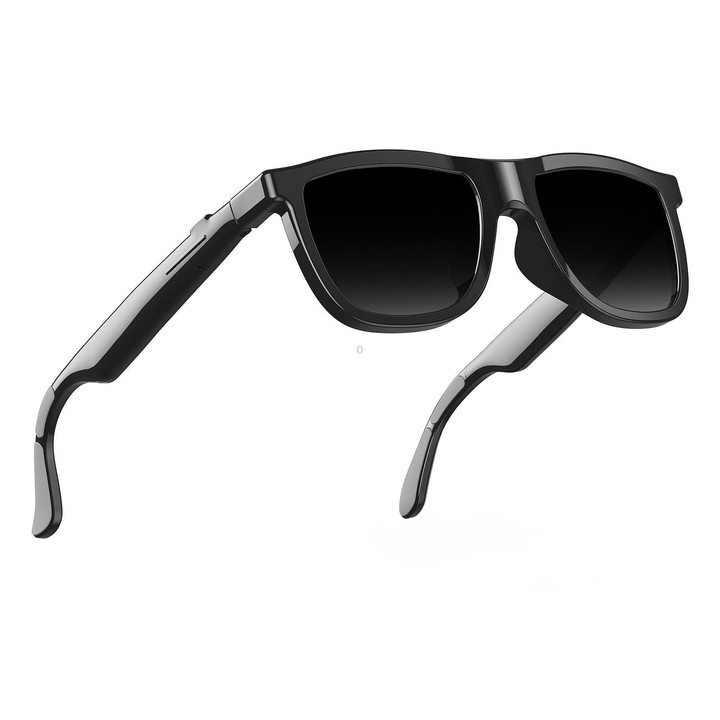 E05C Dual-Mic Noise Cancellation Smart Glasses Support Music / Calling, Version:With AI(Black)