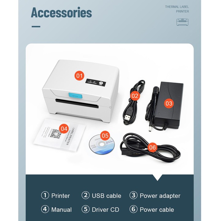 ZJ-8600 76x130 Single Paper Waybill Express Bill Label Printer, UK Plug