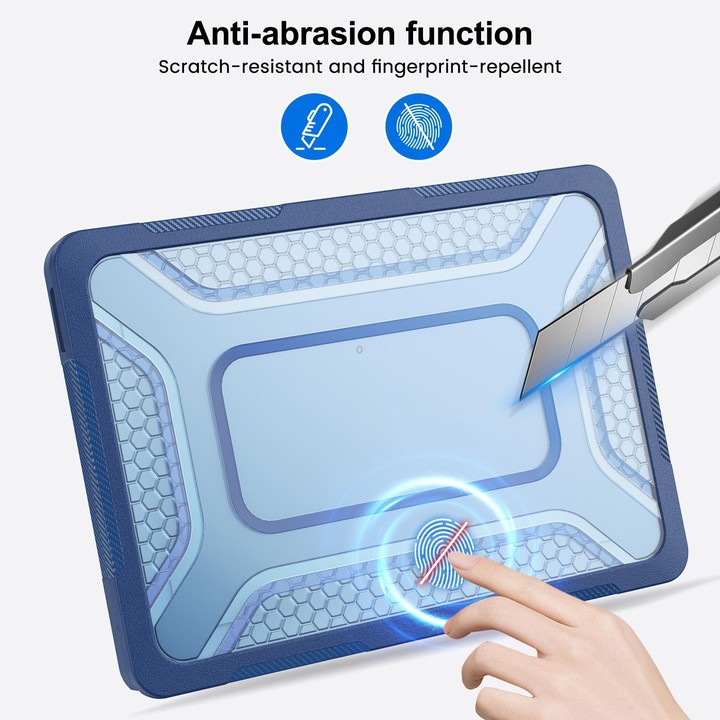 For MacBook Neo 13 inch 2026 A18 Pro A3404 PC Hybrid TPU Honeycomb Metal Stand Laptop Protective Case(Navy Blue)