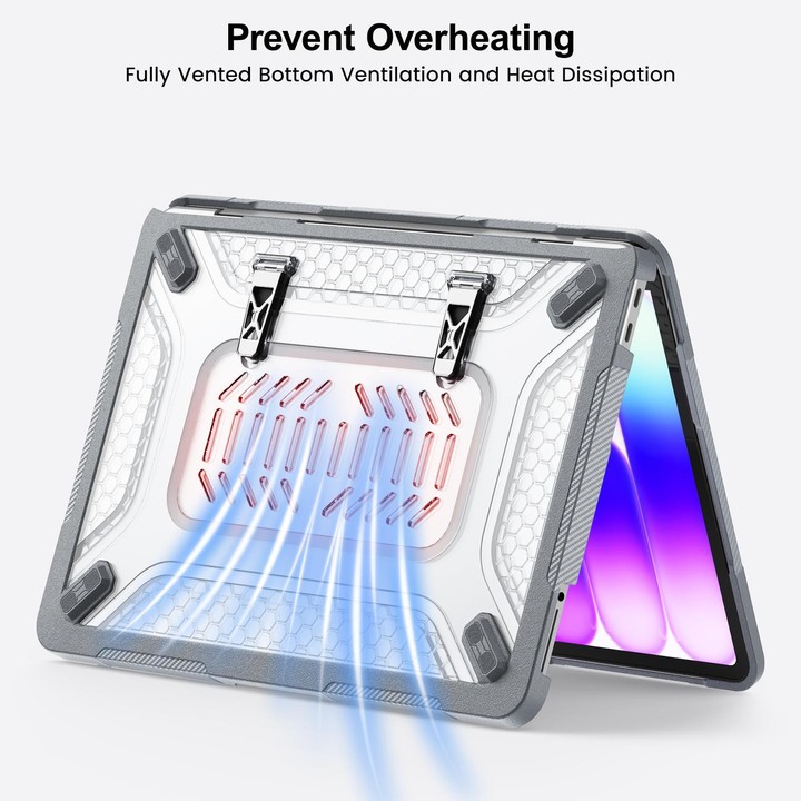 For MacBook Neo 13 inch 2026 A18 Pro A3404 PC Hybrid TPU Honeycomb Metal Stand Laptop Protective Case(Grey)