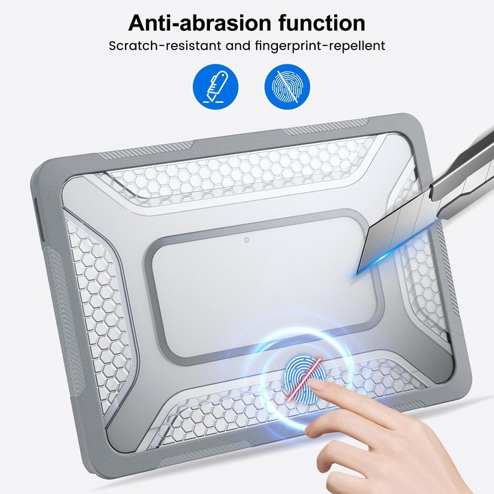 For MacBook Neo 13 inch 2026 A18 Pro A3404 PC Hybrid TPU Honeycomb Metal Stand Laptop Protective Case(Grey)