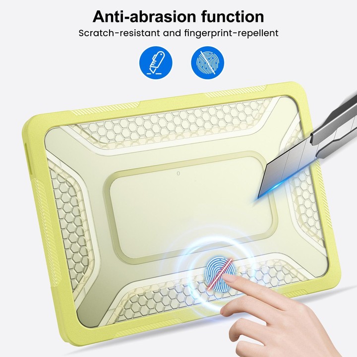 For MacBook Neo 13 inch 2026 A18 Pro A3404 PC Hybrid TPU Honeycomb Metal Stand Laptop Protective Case(Lemon Yellow)