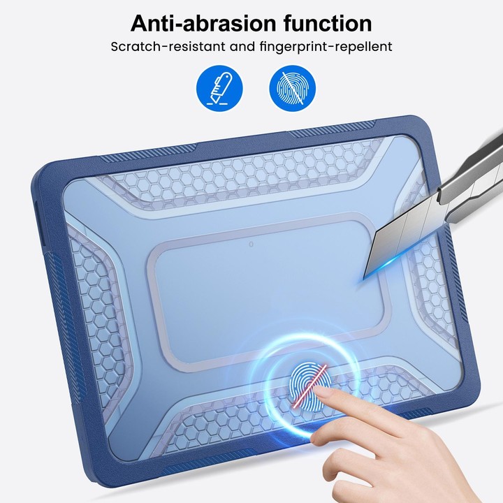 For MacBook Air 13.6 inch 2022/2024/2025/2026 PC Hybrid TPU Honeycomb Metal Stand Laptop Protective Case(Navy Blue)