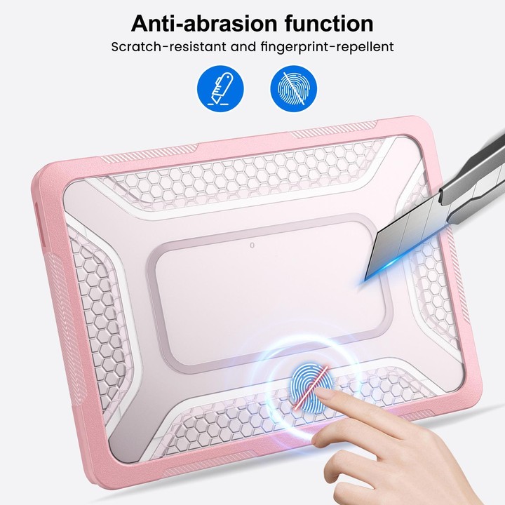 For MacBook Air 13.6 inch 2022/2024/2025/2026 PC Hybrid TPU Honeycomb Metal Stand Laptop Protective Case(Pink)