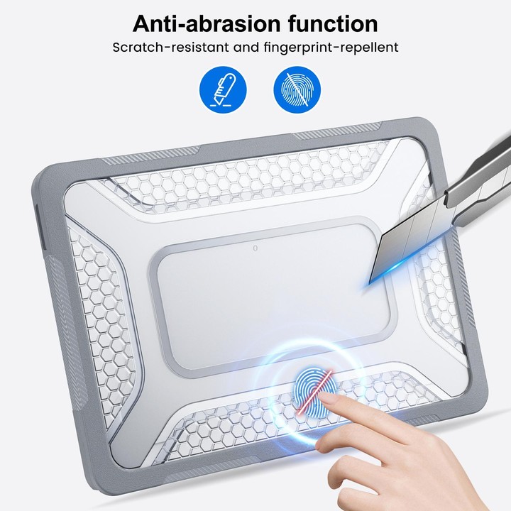 For MacBook Air 13.6 inch 2022/2024/2025/2026 PC Hybrid TPU Honeycomb Metal Stand Laptop Protective Case(Grey)