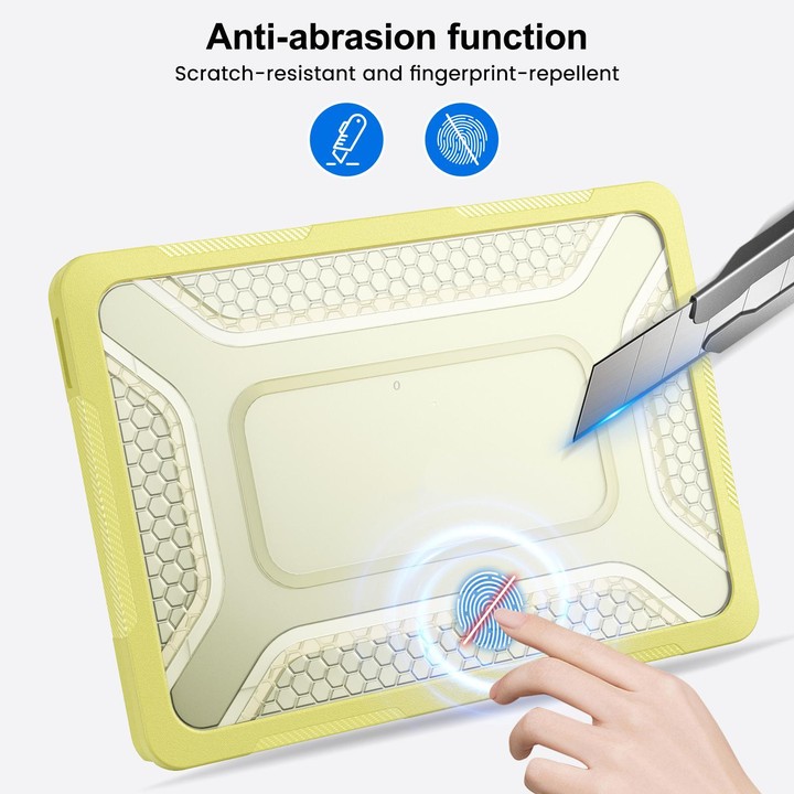 For MacBook Air 13.6 inch 2022/2024/2025/2026 PC Hybrid TPU Honeycomb Metal Stand Laptop Protective Case(Lemon Yellow)